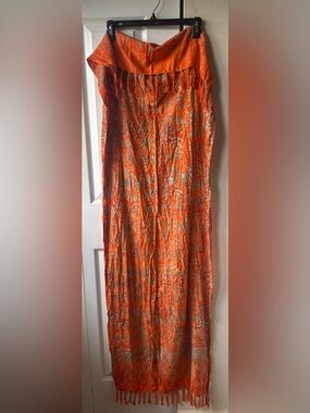 Pacific Soul Orange and Light Blue Patterned Scarf